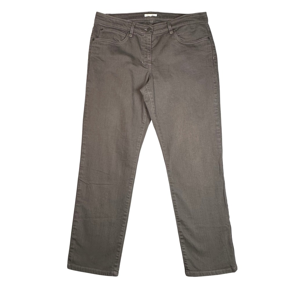 Eileen Fisher Organic Cotton Pants Womens 12 Gray Stretch Denim Minimalist